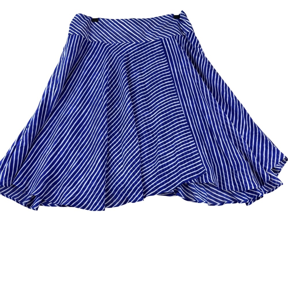 Lauren Ralph‎ Lauren Blue & White Stripe Drop Waist Full Flowy Size 14 Classic